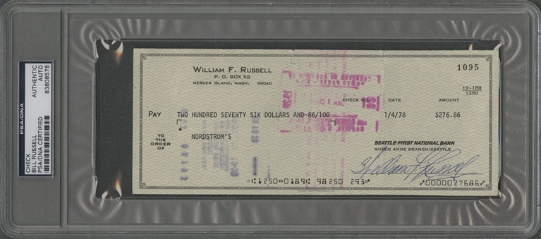 Bill Russell Signed Check (PSA/DNA)